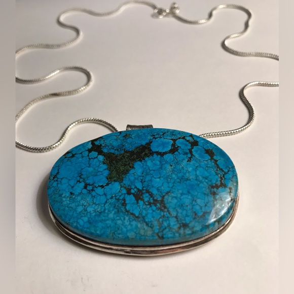 Turquoise 925 Sterling Silver Necklace - Picture 1 of 2